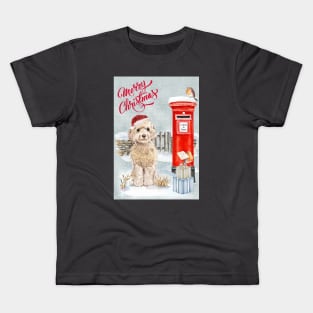 White Cockapoo Merry Christmas Santa Dog Kids T-Shirt